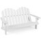 Costway 2 Person Adirondack Chair Kid Solid Wood Loveseat Backrest Arm Rest Patio Coffee/White/Gray